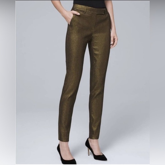White House Black Market METALLIC SLIM ANKLE PANTS - Picture 2 of 11